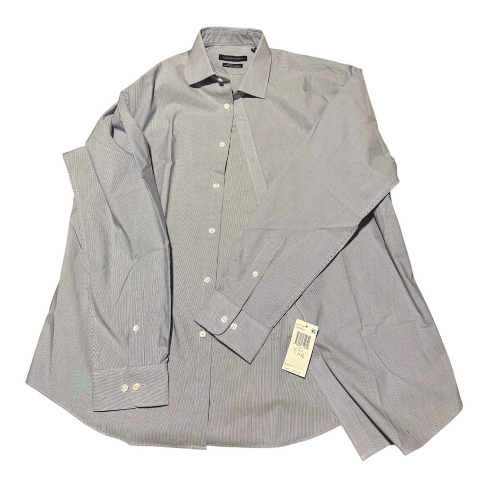 Tommy Hilfiger Men's Light Blue Striped Dress Shirt NWT Size XL